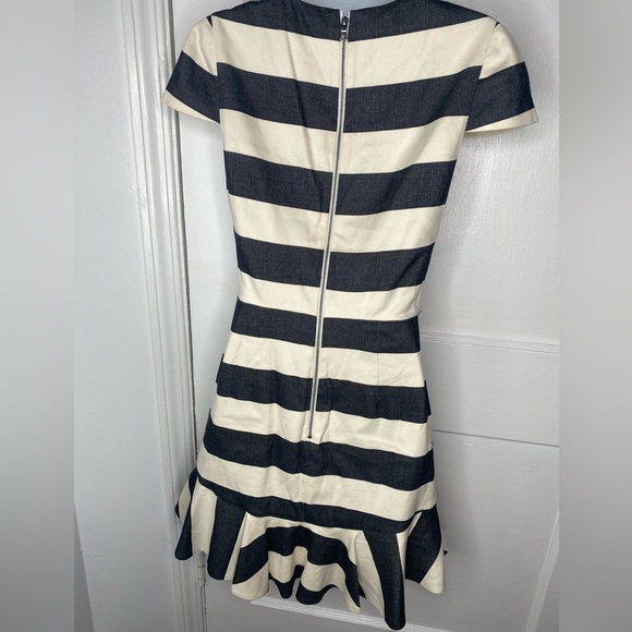 Alice + Olivia Fantine Ruffled Stripe Cap Sleeve Flare Mini Dress - Picture 9 of 14